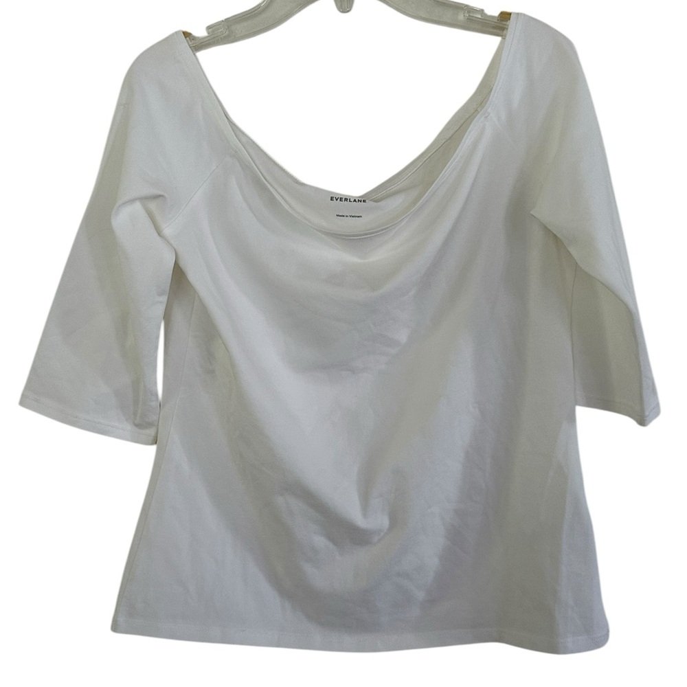 Everlane THE FORM OFF-SHOULDER TOP color White size medium - Picture 5 of 9